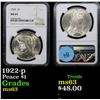 Image 1 : NGC 1922-p Peace Dollar $1 Graded ms63 By NGC