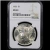 Image 2 : NGC 1923-p Peace Dollar $1 Graded ms63 By NGC