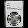 Image 2 : NGC 1924-p Peace Dollar $1 Graded ms63 By NGC