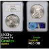 Image 1 : NGC 1922-p Peace Dollar $1 Graded ms64 By NGC