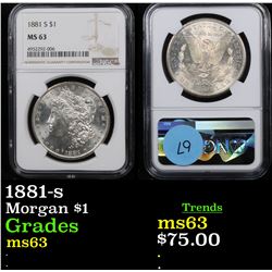 NGC 1881-s Morgan Dollar $1 Graded ms63 By NGC