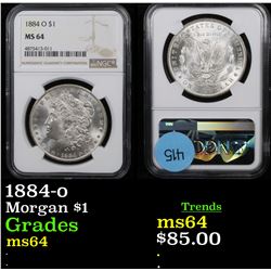 NGC 1884-o Morgan Dollar $1 Graded ms64 By NGC