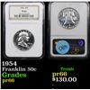 Image 1 : NGC 1954 Franklin Half Dollar 50c Graded pr66 By NGC