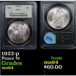PCGS 1923-p Peace Dollar $1 Graded ms64 By PCGS