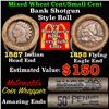 Image 1 : Mixed small cents 1c orig shotgun roll, 1858 Flying Eagle, 1887 Indian other end, McDonald's wrapper