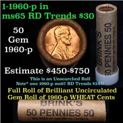Uncirculated 1c orig shotgun roll, 1960-p in old Brink's wrapper