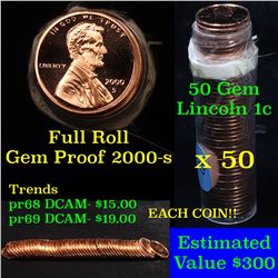 Proof 2000-s Lincoln cent 1c roll, 50 pieces (fc)