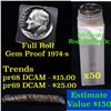 Image 1 : Proof 1974-s Roosevelt Dime 10c roll, 50 pieces (fc)