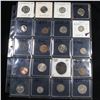 Image 1 : Page of 20 Mixed coins Jefferson 5c, Braided Hair 1c, Washington 25c, Liberty 5c, Indian 1c, Lincoln