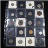 Image 1 : Page of 20 Mixed coins Liberty 5c, Braided Hair 1c, Washington 25c, Roosevelt 10c, Indian 1c, Jeffer