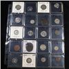 Image 1 : Page of 20 Mixed coins Jefferson 5c, Braided Hair 1c, Washington 25c, Barber 10c, Indian 1c, Buffalo