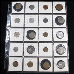 Page of 20 Mixed Foreign coins