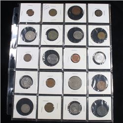 Page of 20 Mixed Foreign coins