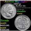 Image 1 : ***Auction Highlight*** 1907-p Barber Dime 10c Graded Choice+ Unc By USCG (fc)