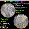 Image 1 : ***Auction Highlight*** 1891-p Rainbow Toned Morgan Dollar $1 Graded Select+ Unc By USCG (fc)