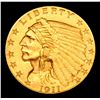 Image 2 : ***Auction Highlight*** 1911-p Gold Indian Quarter Eagle $2 1/2 Graded Select Unc By USCG (fc)
