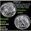 Image 1 : 1942-p Walking Liberty Half Dollar 50c Grades Choice+ Unc