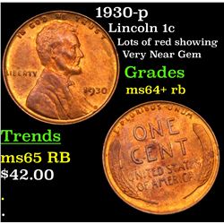 1930-p Lincoln Cent 1c Grades Choice+ Unc RB