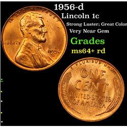 1956-d Lincoln Cent 1c Grades Choice+ Unc RD