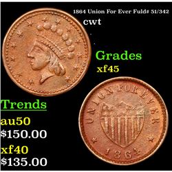 1864 Union For Ever Fuld# 51/342 Civil War Token 1c Grades xf+
