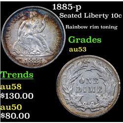 1885-p Seated Liberty Dime 10c Grades Select AU