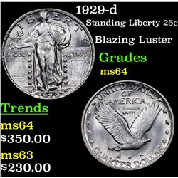 1929-d Standing Liberty Quarter 25c Grades Choice Unc