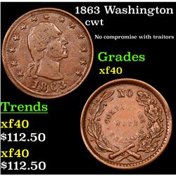 1863 Washington Civil War Token 1c Grades xf