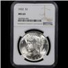 Image 2 : NGC 1922-p Peace Dollar $1 Graded ms63 By NGC