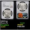 Image 1 : 1923-p Peace Dollar $1 Graded ms63 By NGC