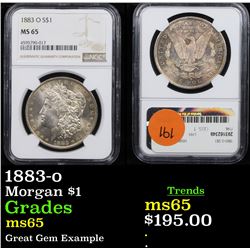 NGC 1883-o Morgan Dollar $1 Graded ms65 By NGC