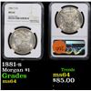 Image 1 : NGC 1881-s Morgan Dollar $1 Graded ms64 By NGC