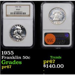 Proof NGC 1955 Franklin Half Dollar 50c Graded pr67 By NGC