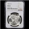Image 2 : NGC 1924-p Peace Dollar $1 Graded ms64 By NGC