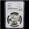 Image 2 : NGC 1923-p Peace Dollar $1 Graded ms63 By NGC