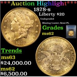 ***Auction Highlight*** PCGS 1878-s Gold Liberty Double Eagle $20 Graded ms62 By PCGS (fc)