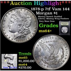 ***Auction Highlight*** 1878-p 7tf Vam 144 Morgan Dollar $1 Graded Choice+ Unc By USCG (fc)