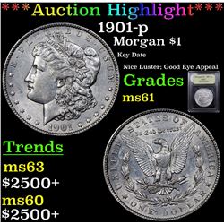 ***Auction Highlight*** 1901-p Morgan Dollar $1 Graded BU+ By USCG (fc)