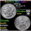 Image 1 : ***Auction Highlight*** 1901-p Morgan Dollar $1 Graded BU+ By USCG (fc)
