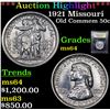 Image 1 : ***Auction Highlight*** 1921 Missouri Old Commem Half Dollar 50c Graded Choice Unc By USCG (fc)