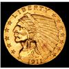 Image 2 : ***Auction Highlight*** 1911-p Gold Indian Quarter Eagle $2 1/2 Graded Choice Unc By USCG (fc)