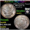 Image 1 : ***Auction Highlight*** 1889-p Rainbow Toned Morgan Dollar $1 Graded GEM+ Unc By USCG (fc)