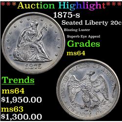***Auction Highlight*** 1875-s Twenty Cent Piece 20c Graded Choice Unc By USCG (fc)
