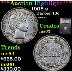 ***Auction Highlight*** 1908-s Barber Dime 10c Graded Select Unc By USCG (fc)