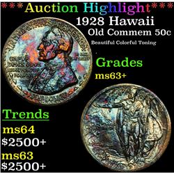 ***Auction Highlight*** 1928 Hawaii Old Commem Half Dollar 50c Graded Select+ Unc By USCG (fc)