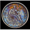 Image 2 : ***Auction Highlight*** 1854-o arrows Rainbow Toned Seated Liberty Half Dime 1/2 10c Graded Select+ 