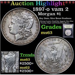 ***Auction Highlight*** 1897-o vam 2 Morgan Dollar $1 Graded Select Unc By USCG (fc)