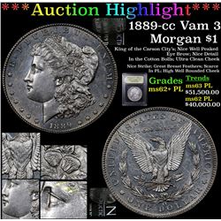 *Highlight Of Entire Auction* 1889-cc Vam 3 Morgan $1 Graded Select Unc+ PL By USCG (fc)