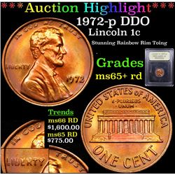 ***Auction Highlight*** 1972-p DDO Lincoln Cent 1c Graded Gem+ Unc RD By USCG (fc)