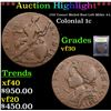 Image 1 : ***Auction Highlight*** 1787 Connct Mailed Bust Left Miller 4-L Colonial Cent 1c Graded vf++ By USCG