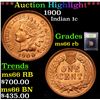 Image 1 : ***Auction Highlight*** 1900 Indian Cent 1c Graded GEM+ Unc RB By USCG (fc)